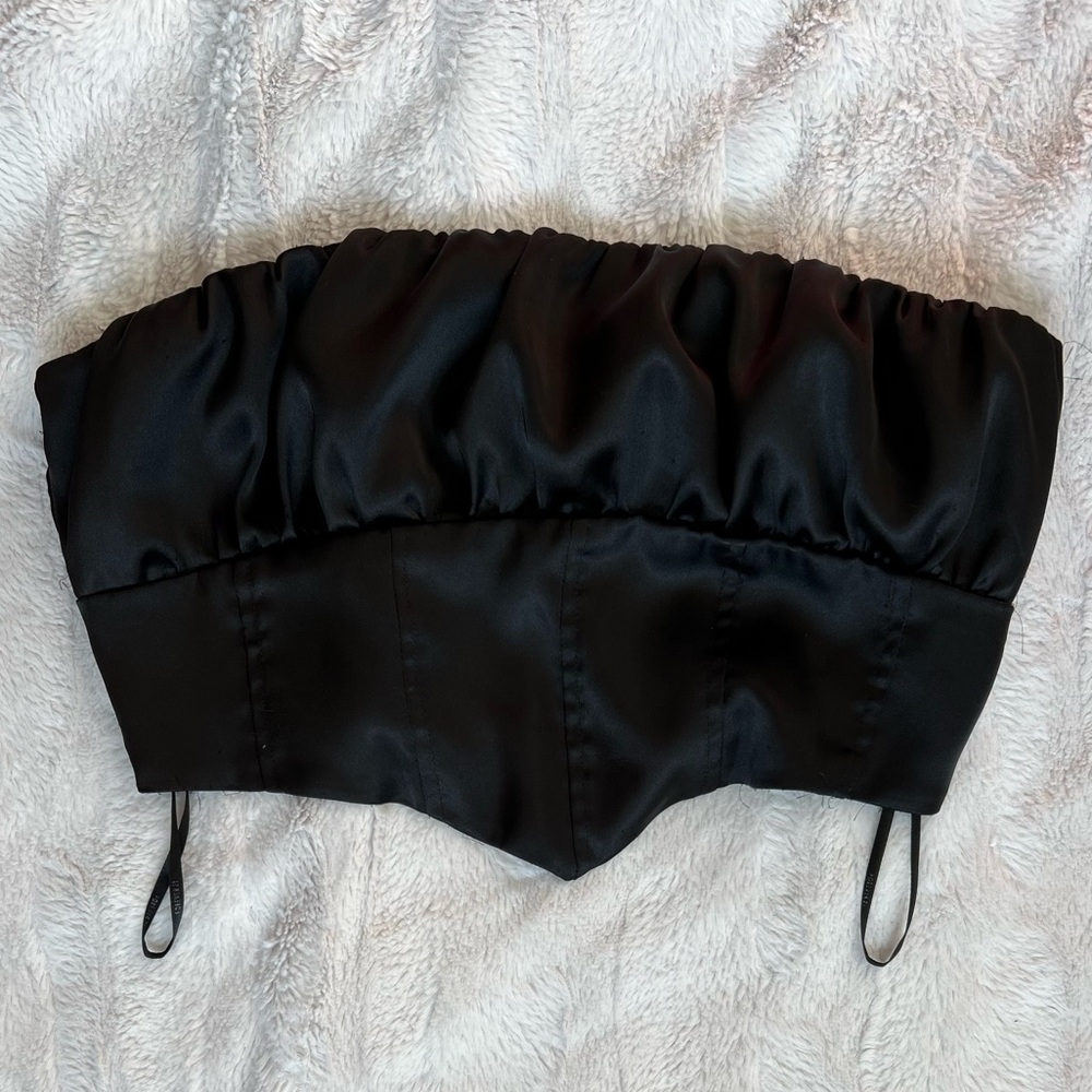 satin strapless top
